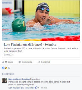 Il commento di Max Rosolino, su Facebook, all'articolo di Swimbiz.it