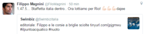 Filippo Magnini ha ritwittato e commentato l'editoriale